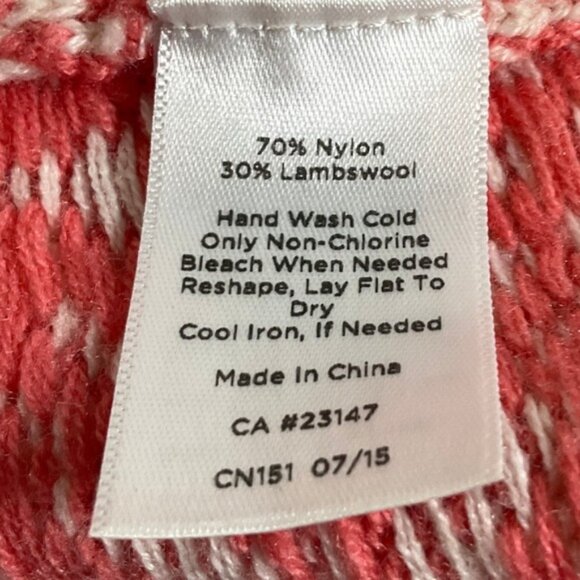 Talbots Womens Sweater Sz L Coral Gray White Lambswool Blend Fair Isle Pullover - Picture 4 of 8